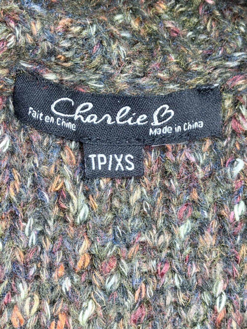 Charlie B XS Olive Donegal Fleck Wool Blend Cowl Turtleneck Sweater - Picture 5 of 13